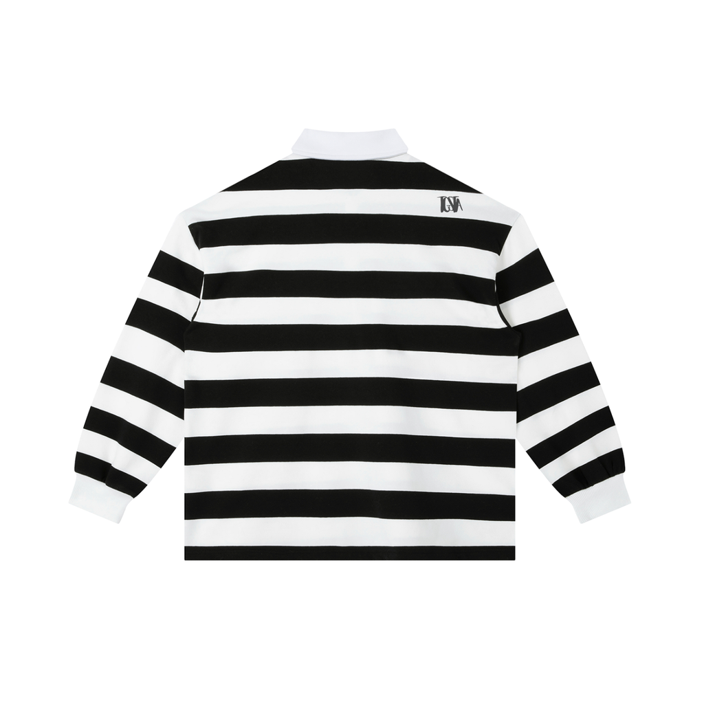 Black Stripe Long Sleeve Polo Shirt