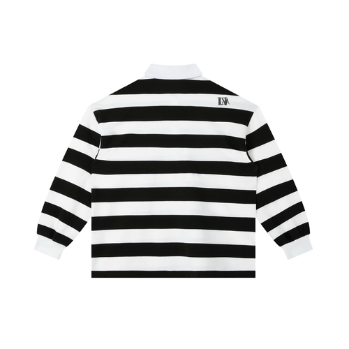 Black Stripe Long Sleeve Polo Shirt