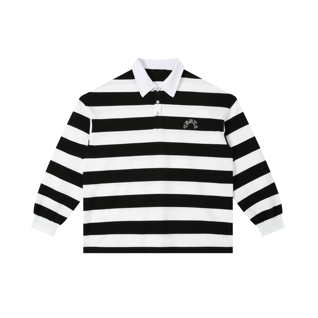 Black Stripe Long Sleeve Polo Shirt